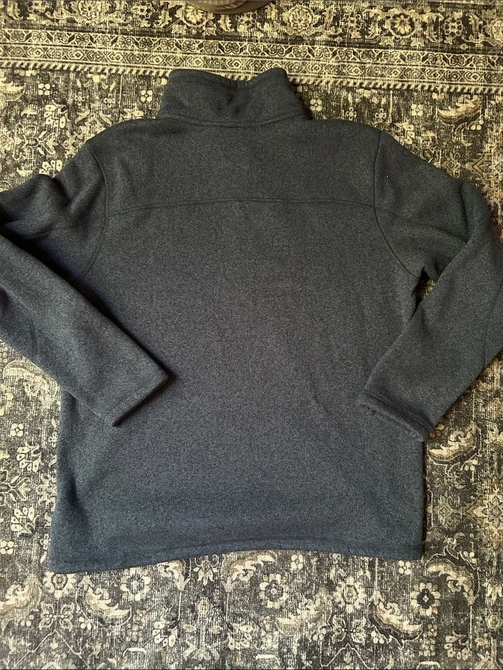 The North Face Navy Blie Fleece Quarter-Zip with Orange Accents